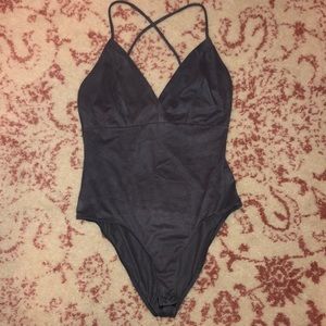 Charlotte Russe Suede Gray Bodysuit